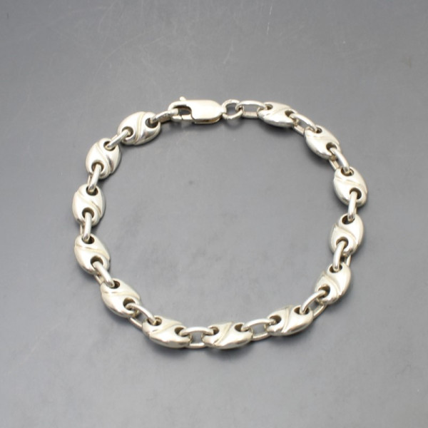 Flat Silver Ovals Chain Bracelet